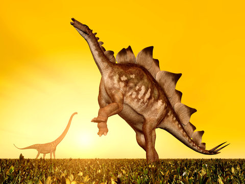 Stegosaurus and Mamenchisaurus