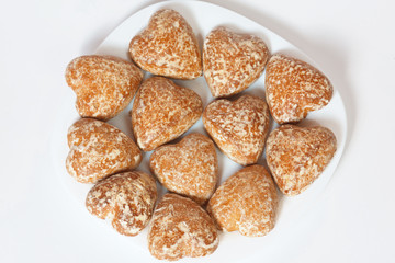 Cakes in the form of heart on a plate