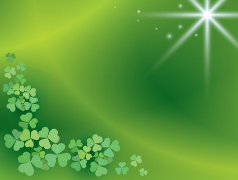 bright green background with shamrock - vector