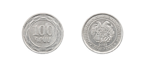 Coin 100 drams. The Republic of Armenia