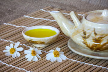 Still life tea pot and empty cup