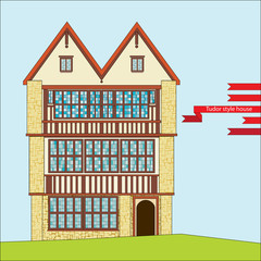 three-story Tudor style house with large windows