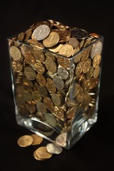 Coins in a glass jar