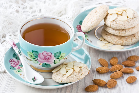 Cup Tea With Almond Cookies