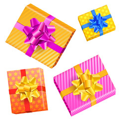 four holiday gift on a white background