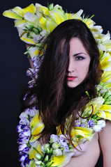 girl in dress from flowers