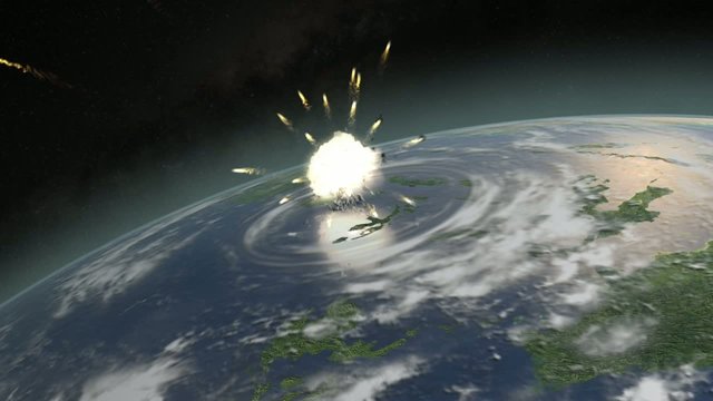 Asteroid hitting Earth in an extinction level event
