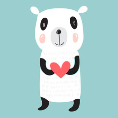 Cute illustration of panda with heart.
