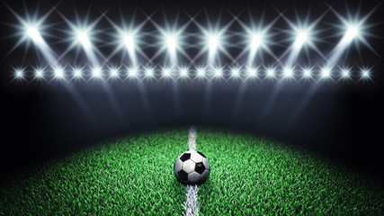 Obrazy na Szkle  Arena i piłka z oświetleniem, boisko do piłki nożnej