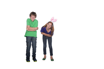 Fototapeta premium Siblings with tummy ache