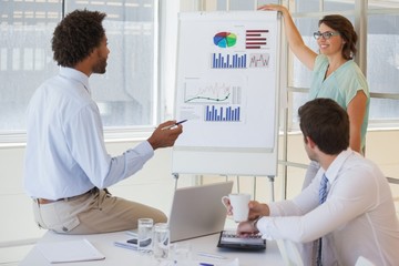 Businesswoman giving presentation to colleagues in office
