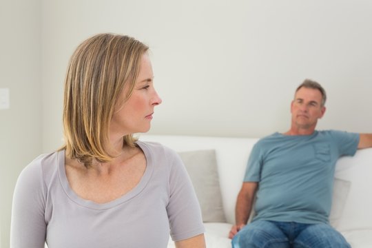 Unhappy couple not talking after an argument