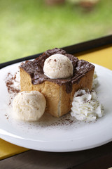 chocolate dessert in coffee shop