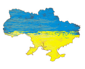Obraz premium Ukraine Grunge map with the flag inside.