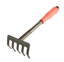 Garden rake isolated on a white background.