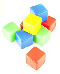 Obraz premium plastic toy blocks isolated on white background.