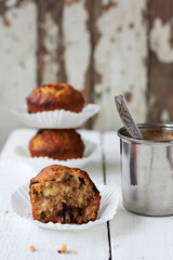 Apple muffins with chocolate and nuts