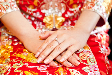 Chinese bride hand with ring