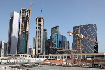 Construction site downtown in Doha, Qatar