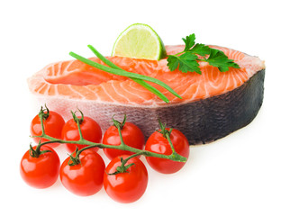 salmon steak with vegetables