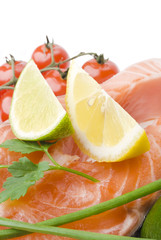 salmon steak with vegetables