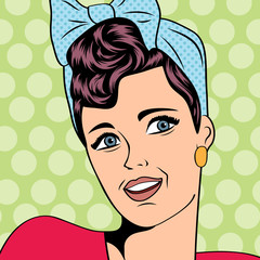 cute retro woman in comics style