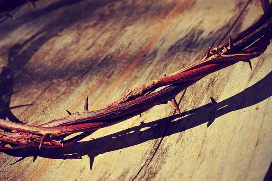 the Jesus Christ crown of thorns, with a retro filter effect