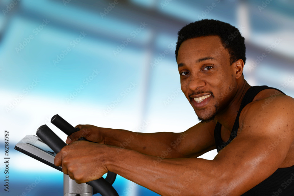 Poster man working out on bike