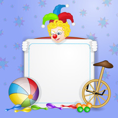 Fototapeta premium Clown with ball and unicycle