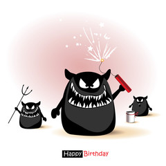 Happy Birthday smile monster cartoon