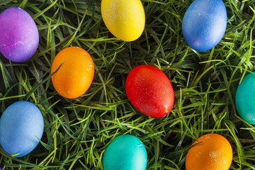 Colorful Dyed Eggs for Easter