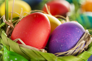 Colorful Dyed Eggs for Easter