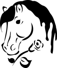 Horse head with rose
