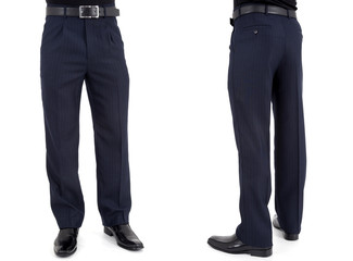 men in  trousers on white background back and front views