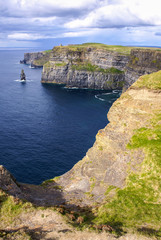 Famous cliffs of Moher with tower. Ireland