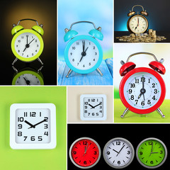 Collage of different clocks