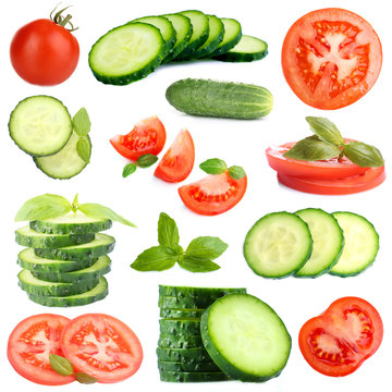 Collage of vegetables isolated on white
