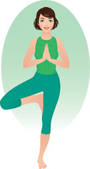 Girl practices yoga