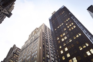 Fototapeta na wymiar Skyscrapers in Manhattan Low Angle View