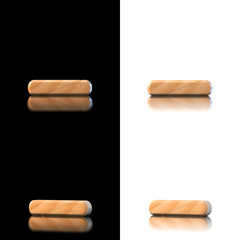 Three dimensional wooden understrike symbol. Isolated on white a
