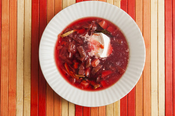 Borshch, traditional Russian and Ukrainian soup