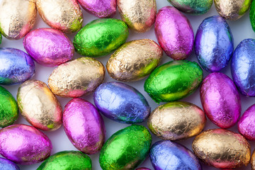 Mini chocolate eggs wrapped in colourful foil