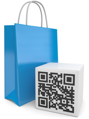 Einkaufstasche mit QR Code Würfel