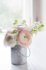 bouquet of flowers in can