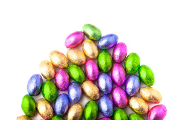 Mini chocolate eggs shaped like top of an easter egg