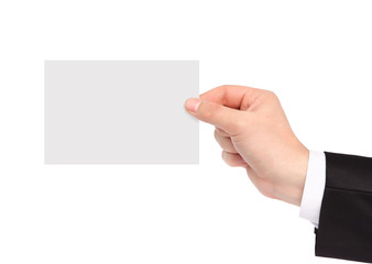 Fototapeta premium isolated hand of a businessman holding a piece of paper