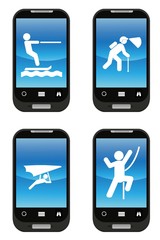 Activités sportives dans 4 téléphones mobiles