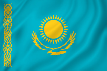 Kazakhstan flag - obrazy, fototapety, plakaty