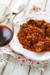 salad from a chicken liver with grapes