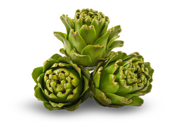 Fototapeta premium Artichokes on isolated on white background